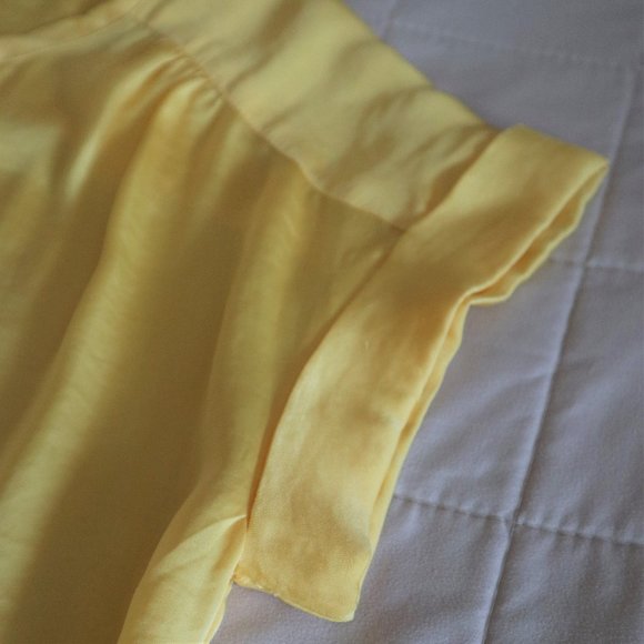 Cleo Sunshine Yellow Short Sleeve Satin Blouse - Picture 4 of 8